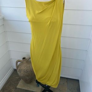 Vintage Sunshine Yellow Jersey Dress Draped like Madame Grès